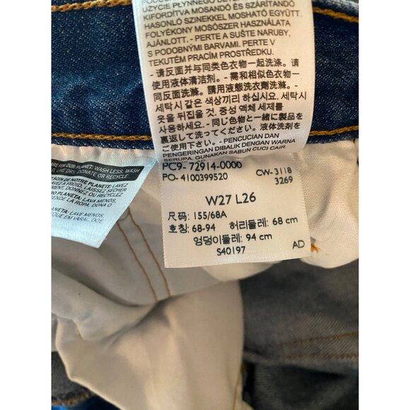 Levi's‎ 501 Jeans Women 27x26 Yellow Stripe Button Fly Denim Raw Zipper Hem - Picture 4 of 14